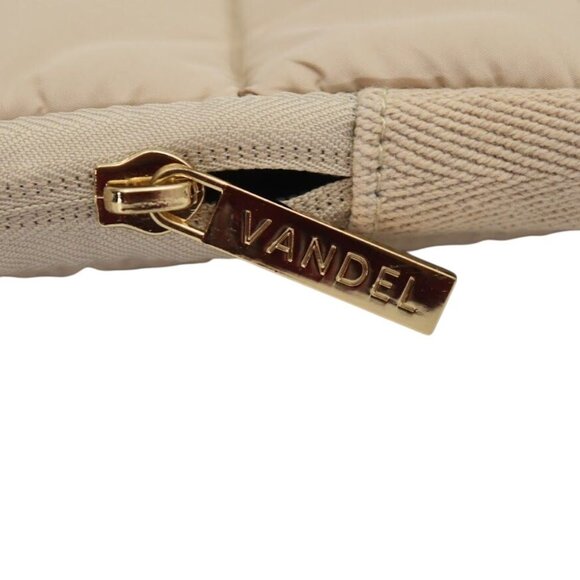 Vandel Beige Quilted Laptop Sleeve With Gold Zipper Closure - Picture 3 of 4